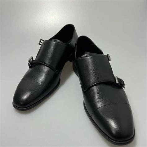 prada double monk black shoes|Prada Saffiano Leather Double.